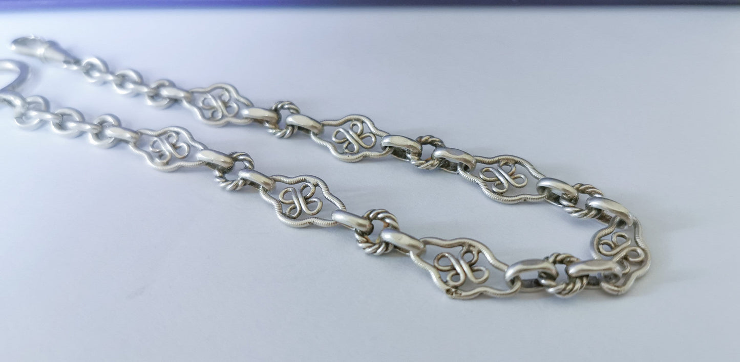 1900 Antique Silver Watch chain Antique Bracelet French silver Filigree Chain Antique Late Victorian Filigree Chain gift for her