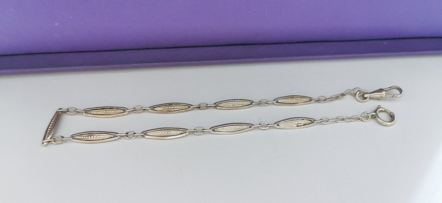 1930s Antique French Art Deco Watch Chain Antique Silver Bracelet Antique french chain gift for Her Vintage silver bracelet