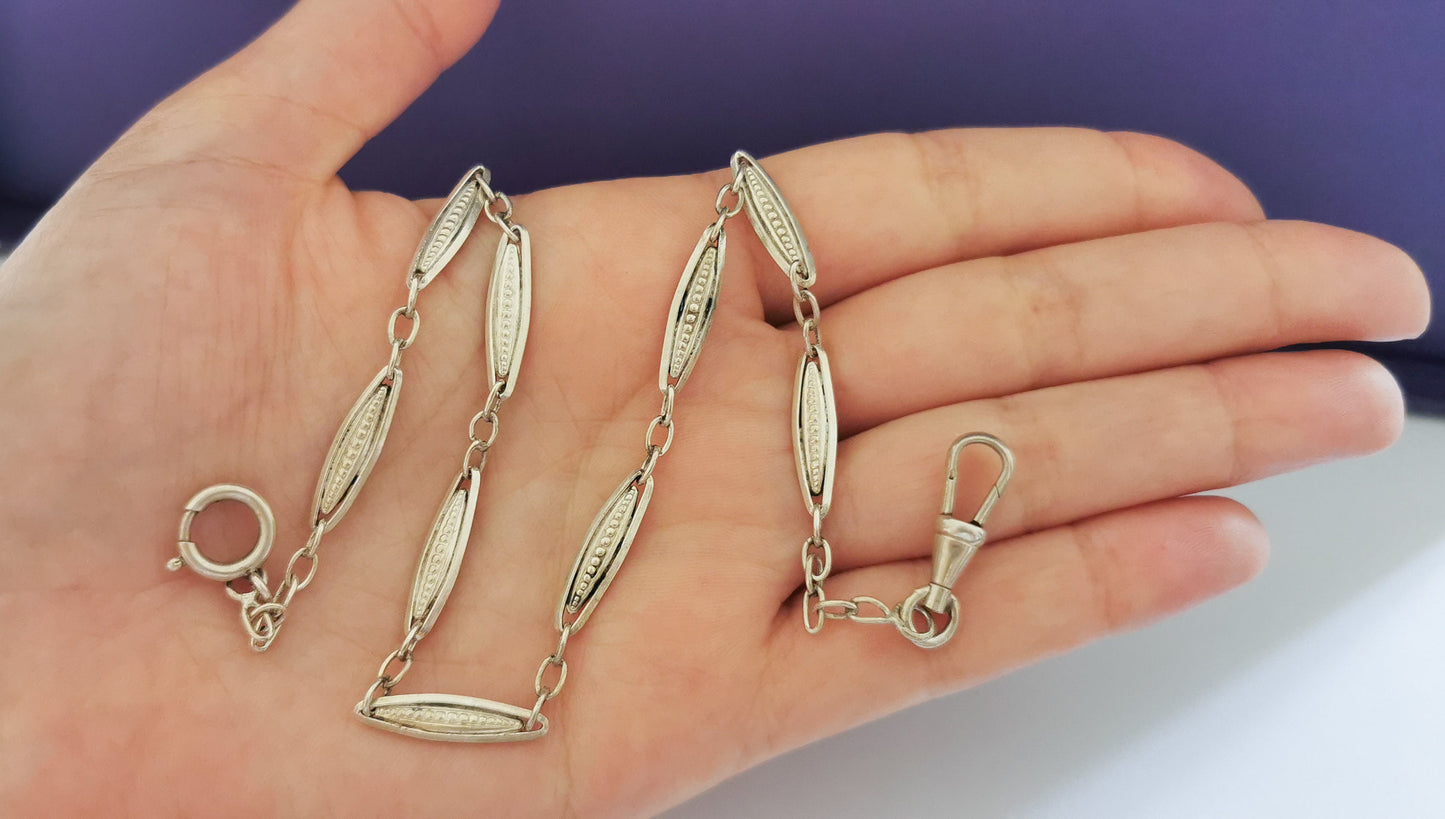 1930s Antique French Art Deco Watch Chain Antique Silver Bracelet Antique french chain gift for Her Vintage silver bracelet
