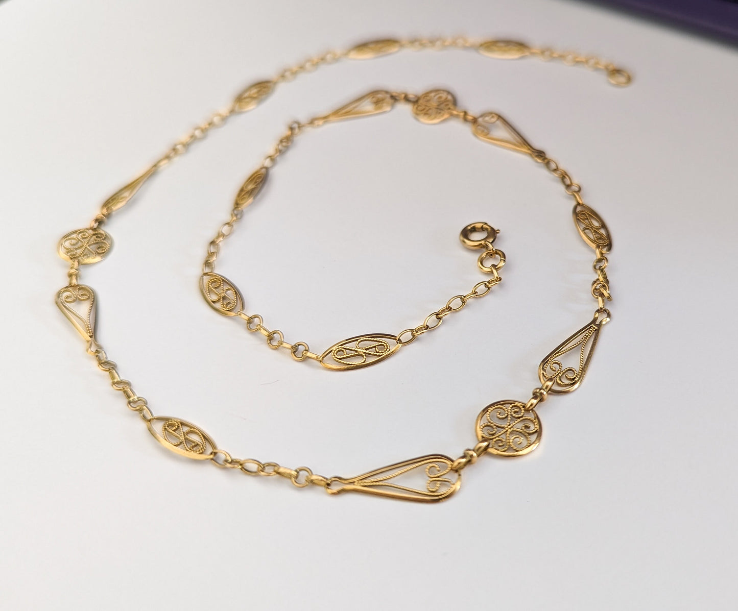 18K drapery Necklace Edwardian chain Antique gold necklace 18K gold chain Gold necklace gift for wife