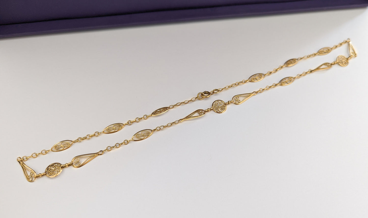 18K drapery Necklace Edwardian chain Antique gold necklace 18K gold chain Gold necklace gift for wife