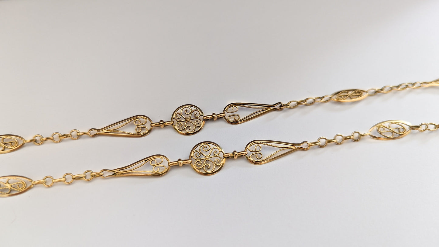 18K drapery Necklace Edwardian chain Antique gold necklace 18K gold chain Gold necklace gift for wife