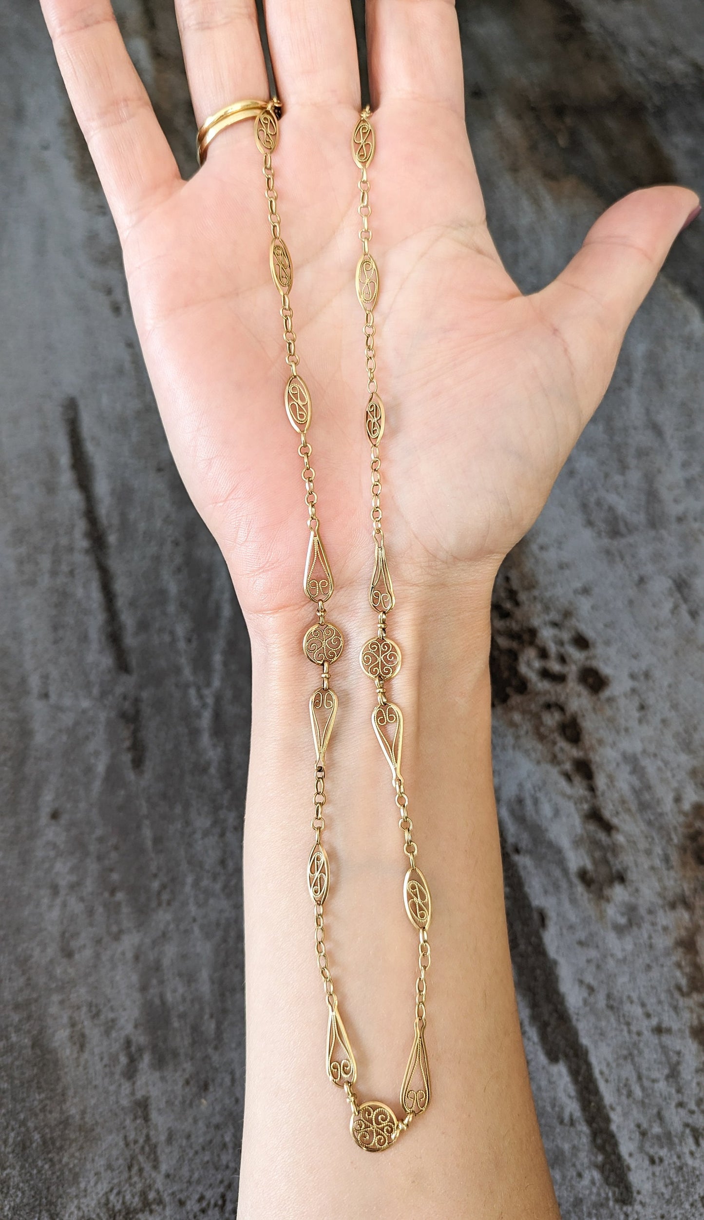 18K drapery Necklace Edwardian chain Antique gold necklace 18K gold chain Gold necklace gift for wife