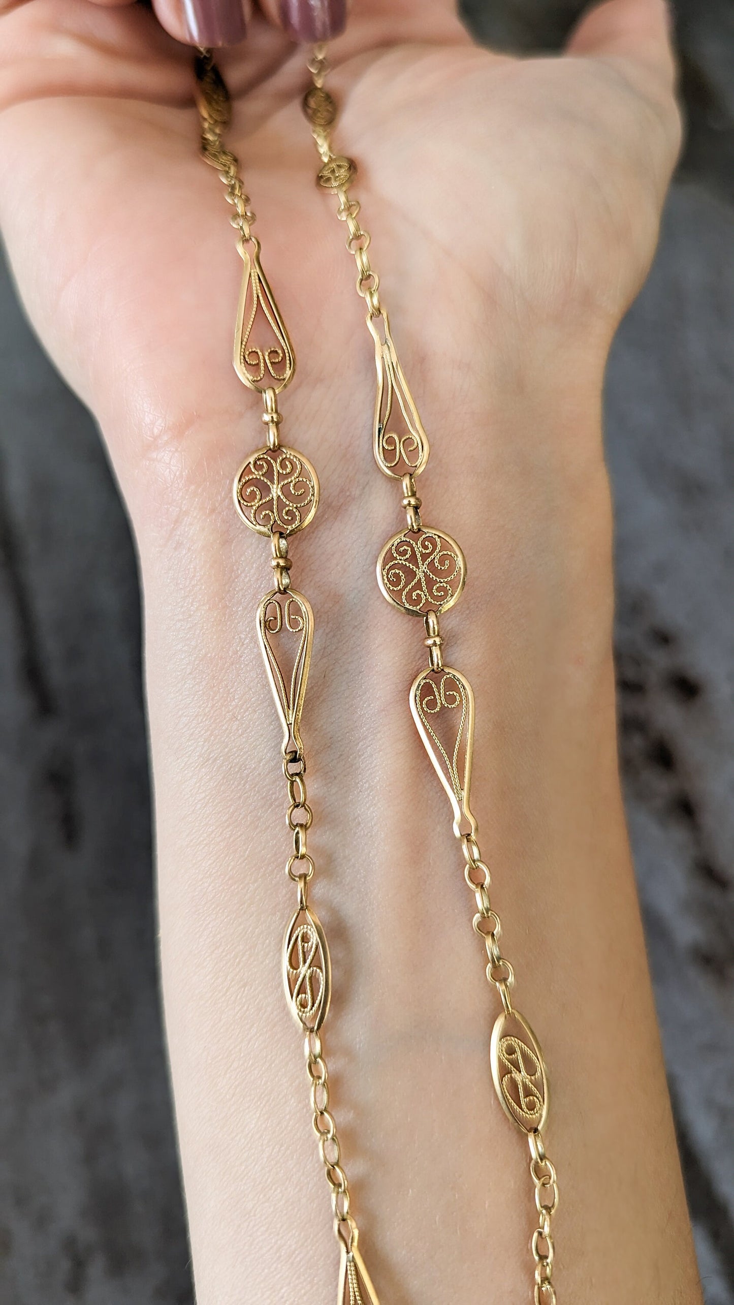 18K drapery Necklace Edwardian chain Antique gold necklace 18K gold chain Gold necklace gift for wife