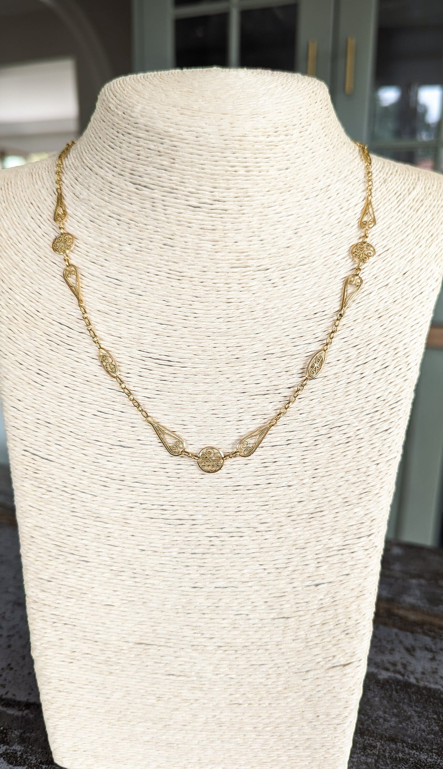 18K drapery Necklace Edwardian chain Antique gold necklace 18K gold chain Gold necklace gift for wife