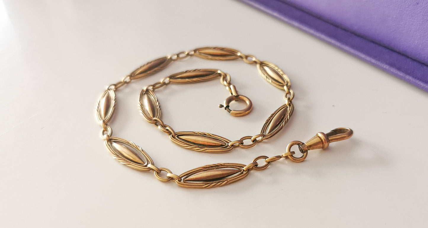 Antique French Gold Plated Albert Watch Chain Antique Bracelet Edwardian bracelet c. 1900s gift for her Vintage gold watch chain