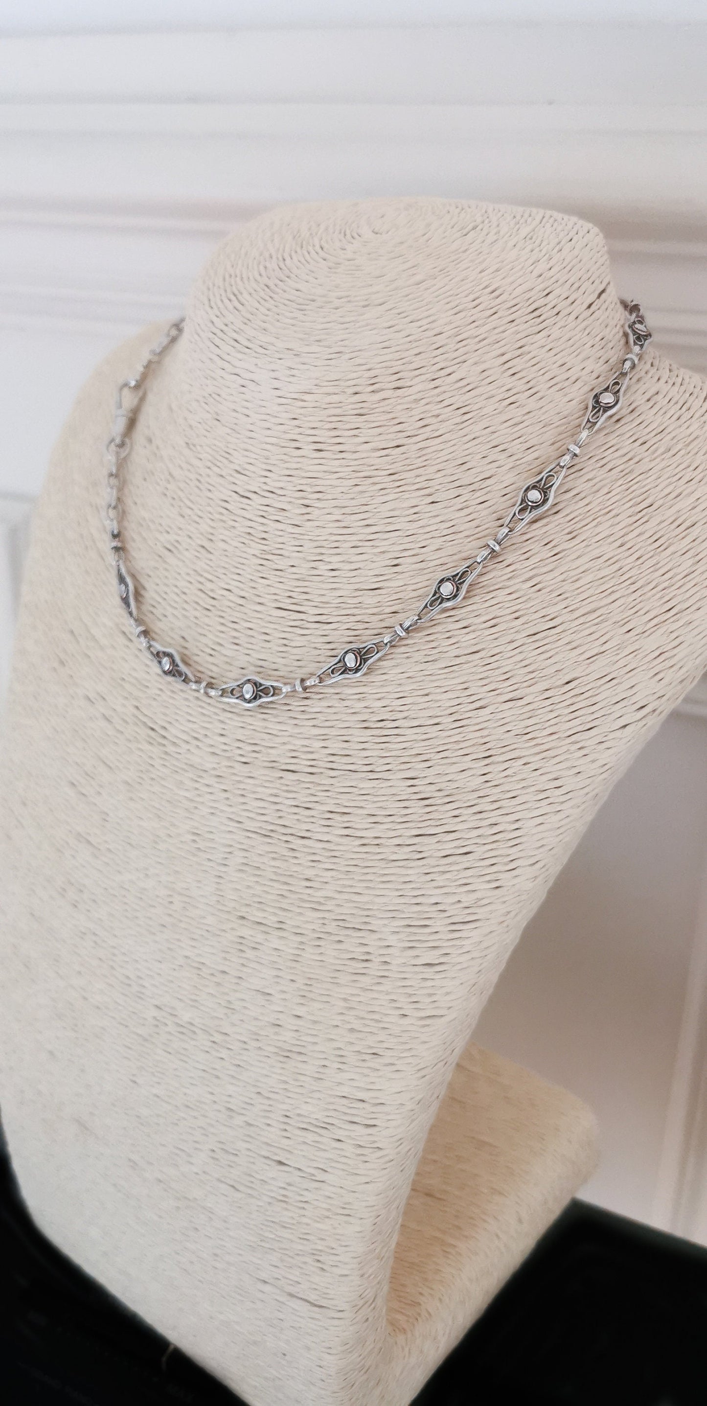 1900s Antique Watch chain Antique Necklace French silver Filigree Chain Edwardian Watch Chain gift for her Antique Filigree necklace