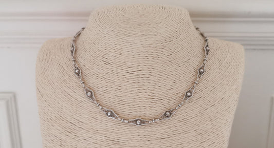 1900s Antique Watch chain Antique Necklace French silver Filigree Chain Edwardian Watch Chain gift for her Antique Filigree necklace