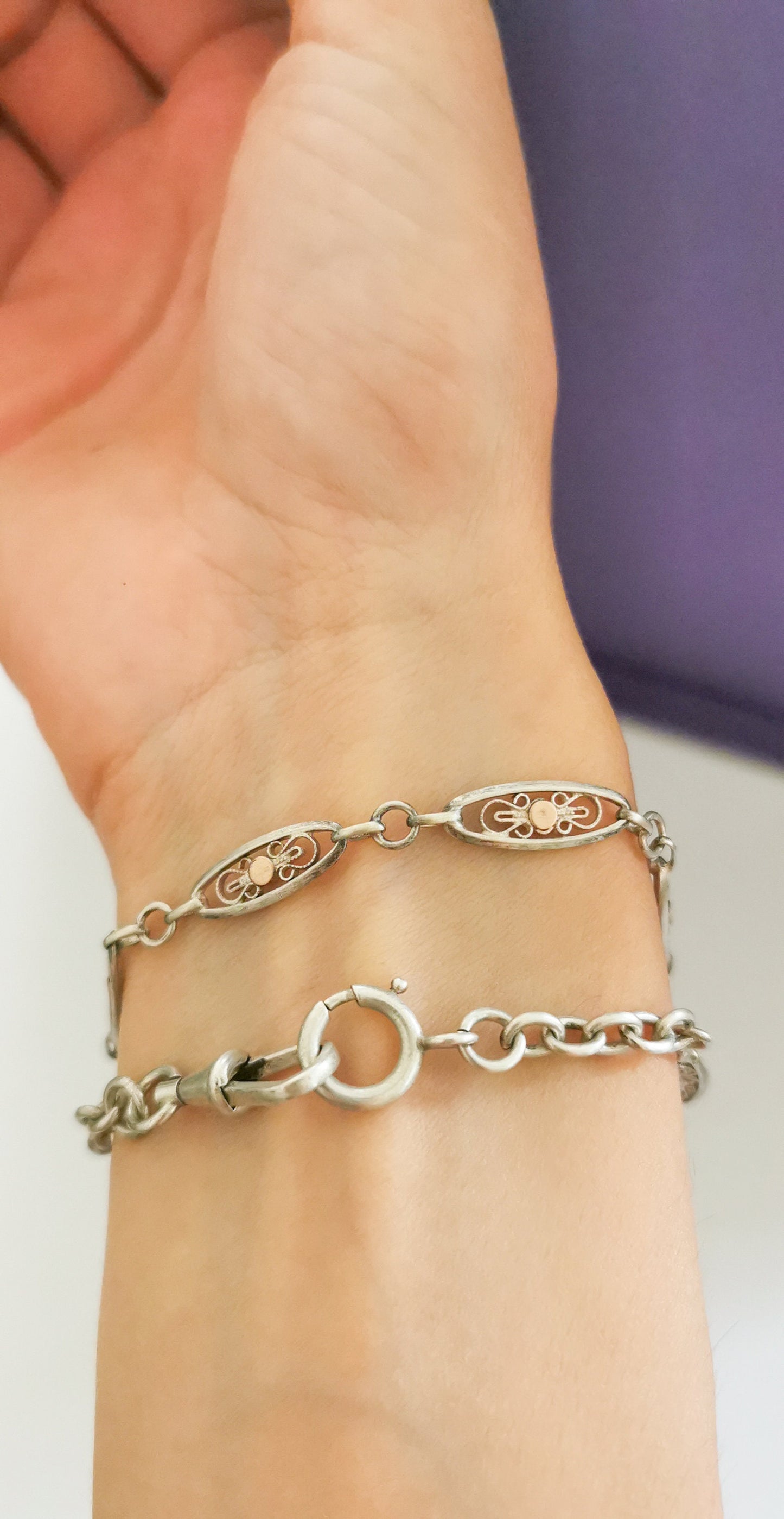 1900 Antique French Silver filigree bracelet Silver Albert watch chain Filigree Necklace or Bracelet gift for her Antique Choker