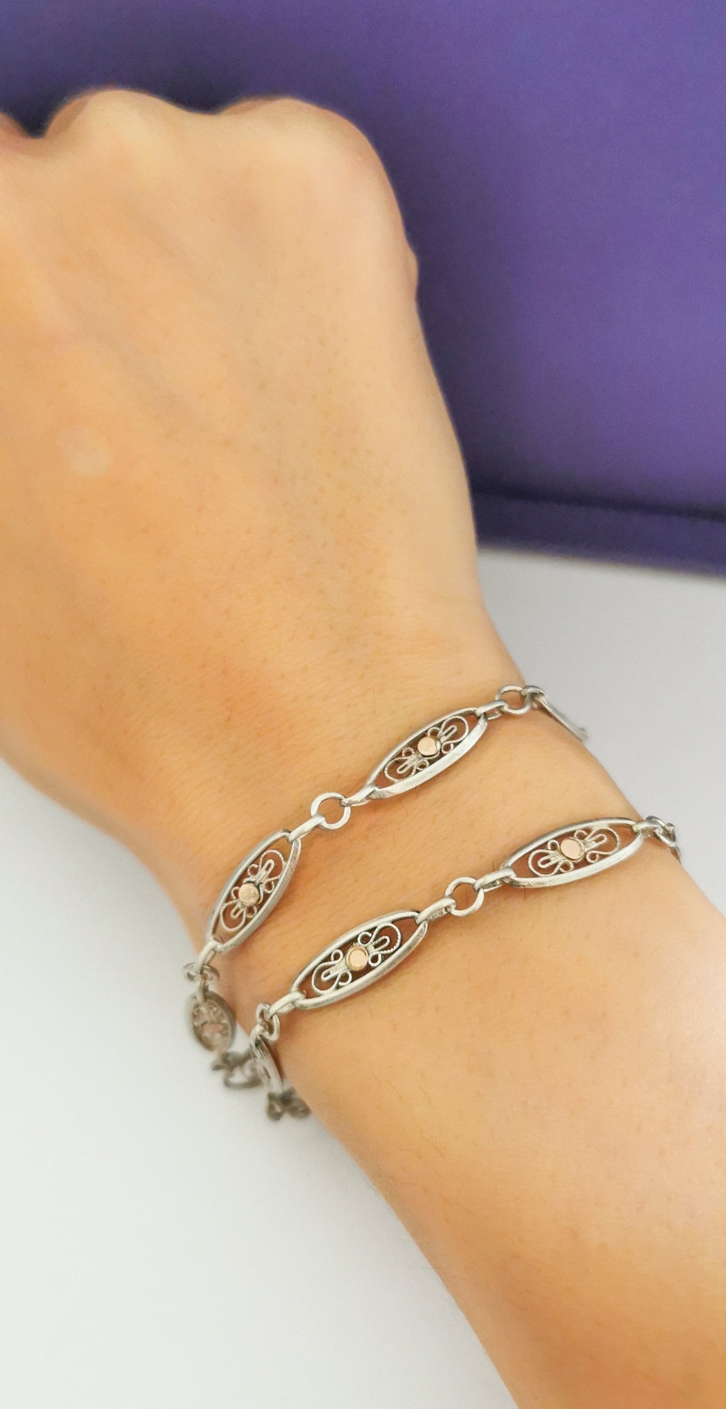 1900 Antique French Silver filigree bracelet Silver Albert watch chain Filigree Necklace or Bracelet gift for her Antique Choker
