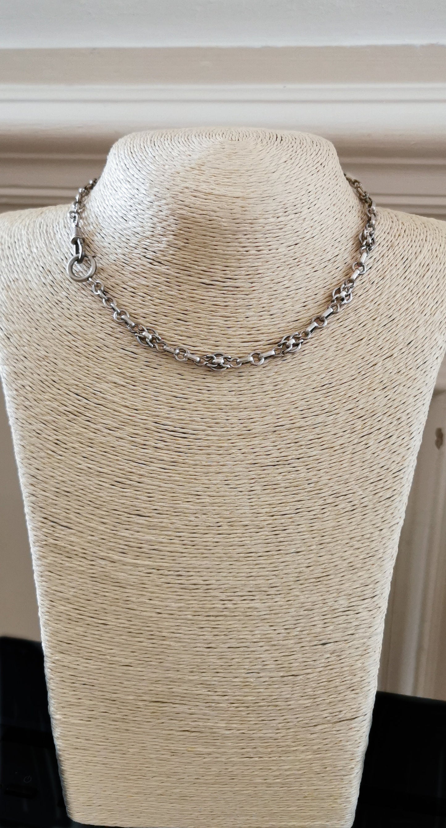 1890s Antique French Victorian choker Chain Antique Silver Necklace Antique french chain Antique watch chain gift for Her