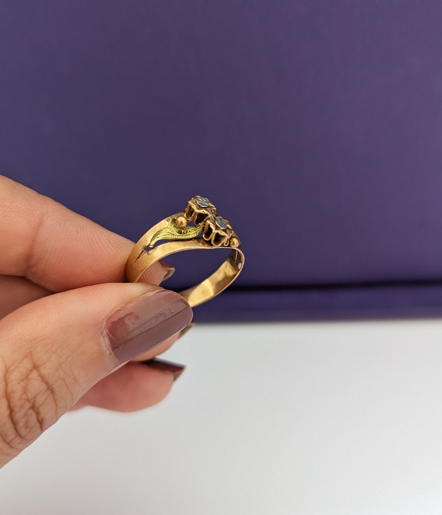 18K Gold Art Nouveau Ring Antique French ring Antique 18K yellow and green gold ring Gift for Her Gold ring gift for wife