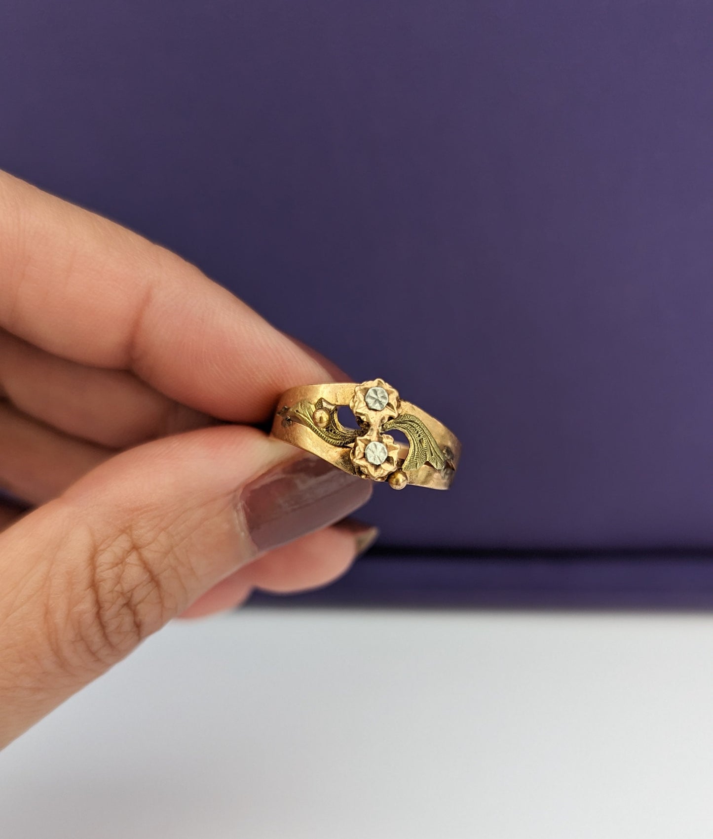 18K Gold Art Nouveau Ring Antique French ring Antique 18K yellow and green gold ring Gift for Her Gold ring gift for wife