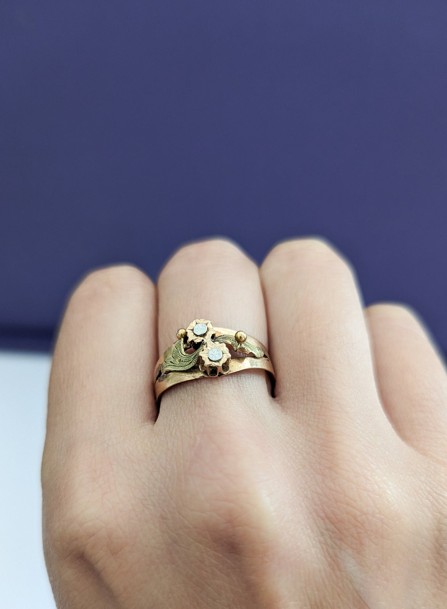 18K Gold Art Nouveau Ring Antique French ring Antique 18K yellow and green gold ring Gift for Her Gold ring gift for wife