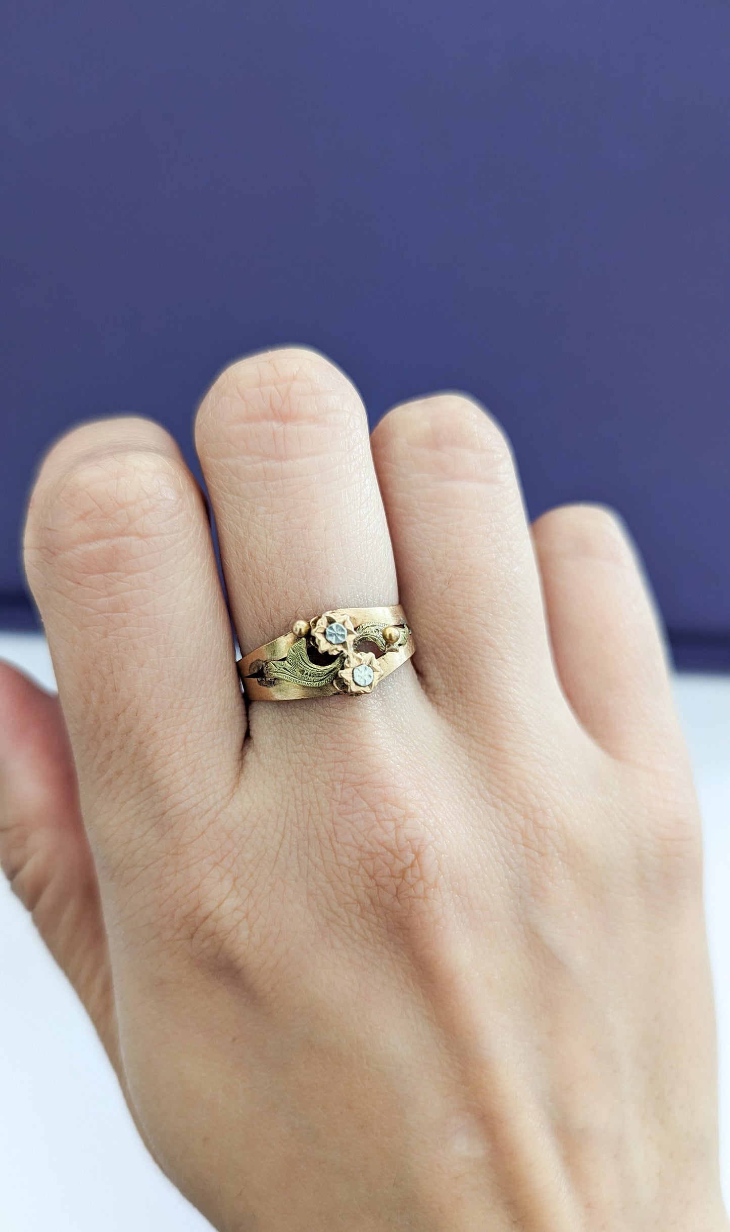 18K Gold Art Nouveau Ring Antique French ring Antique 18K yellow and green gold ring Gift for Her Gold ring gift for wife
