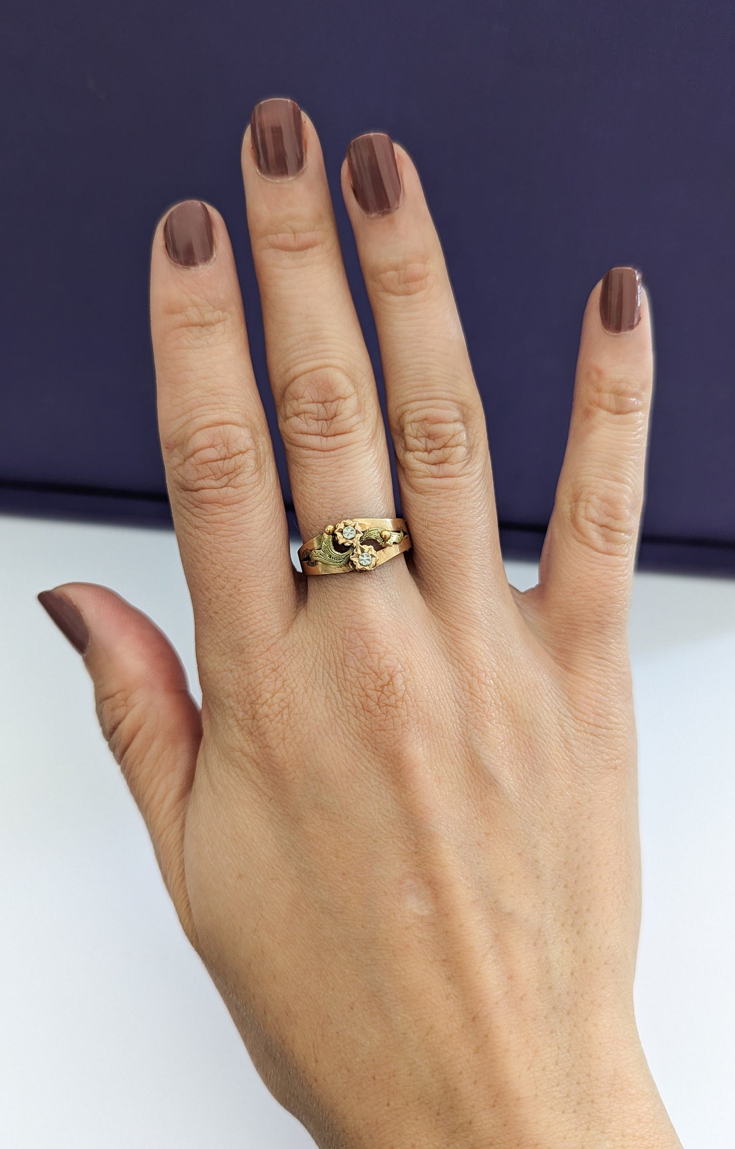 18K Gold Art Nouveau Ring Antique French ring Antique 18K yellow and green gold ring Gift for Her Gold ring gift for wife