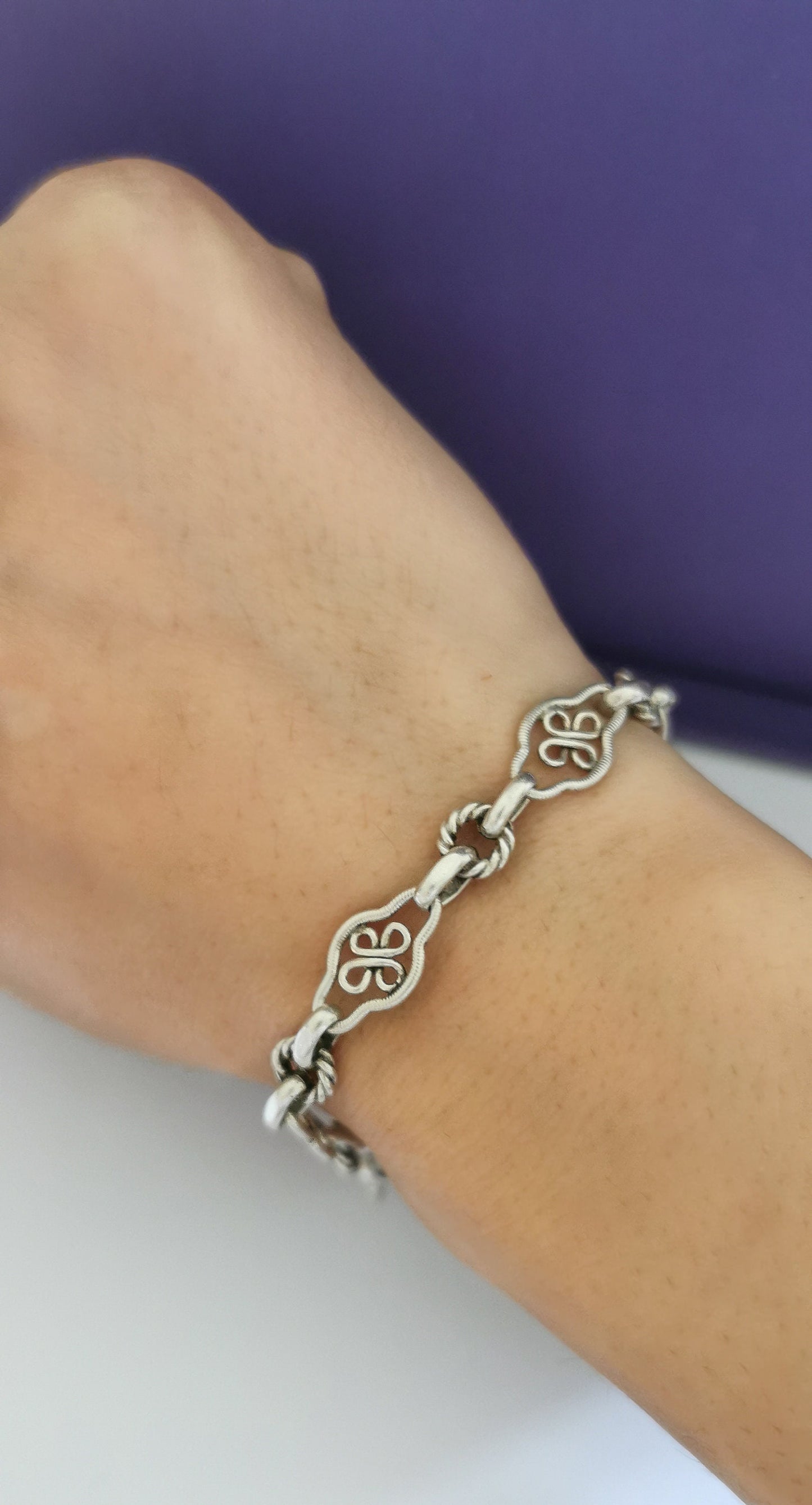 1900 Antique Silver Watch chain Antique Bracelet French silver Filigree Chain Antique Late Victorian Filigree Chain gift for her