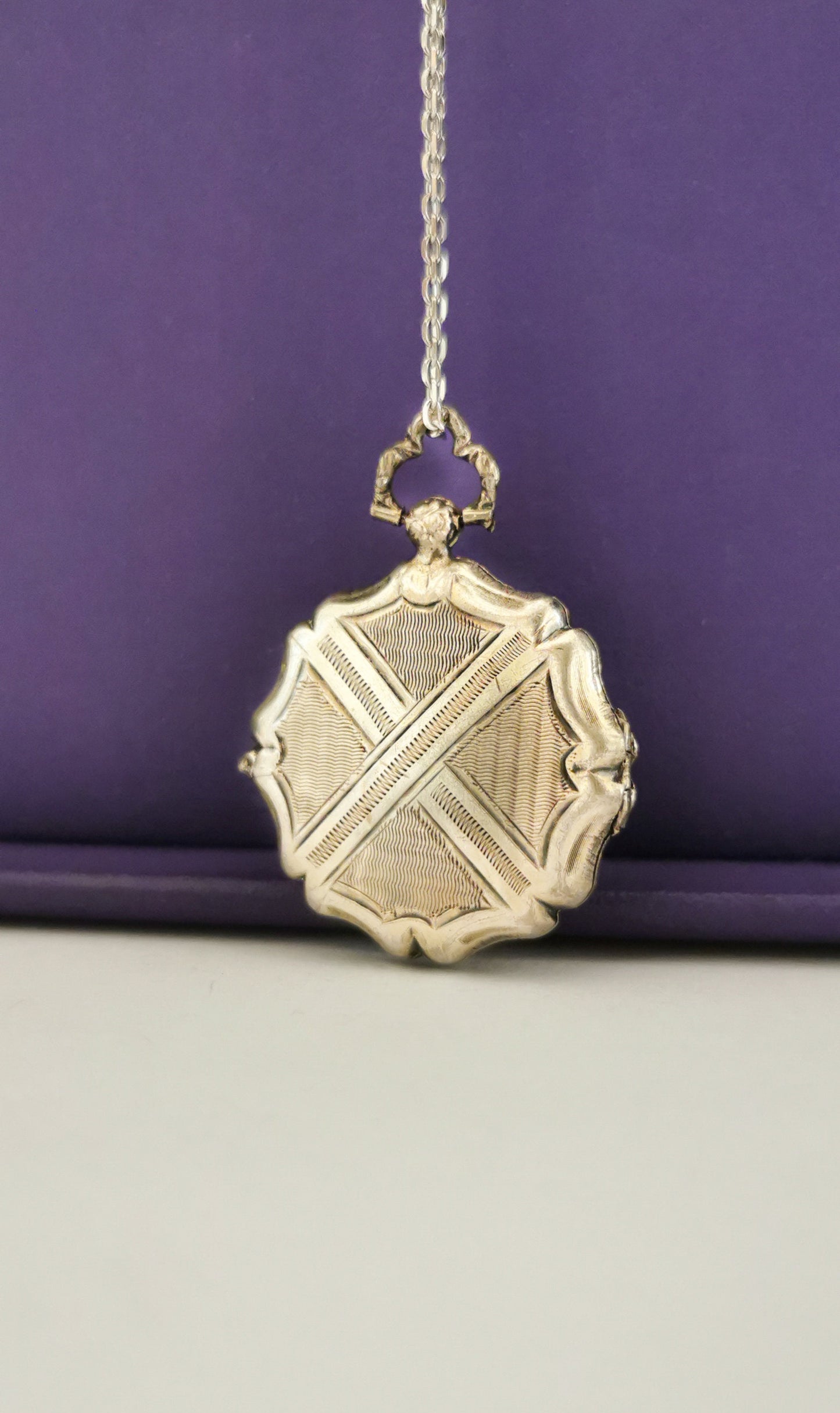 Late Victorian Guilloche Locket  Antique French locket c. 1900 Silver Locket Antique locket Vintage pendant gift for her