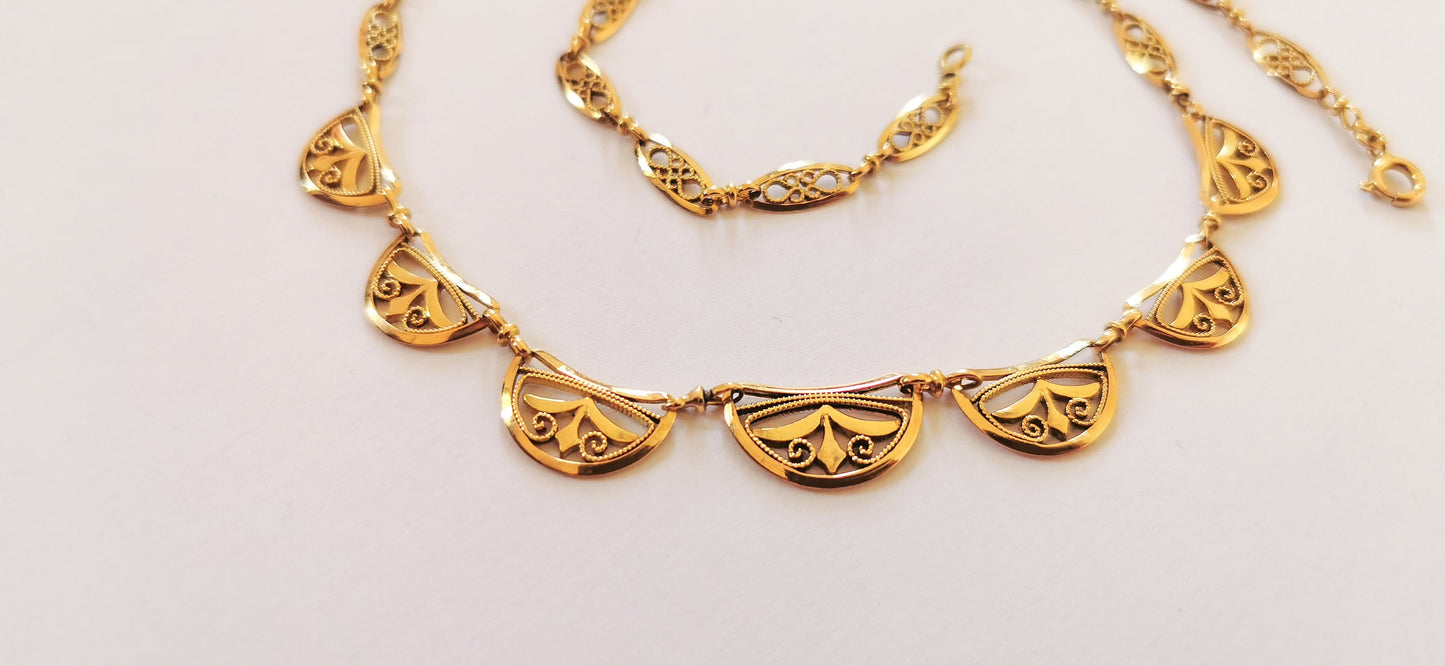 18K Edwardian Drapery Necklace 1900 Antique Drapery Necklace Antique French Gold Filigree Chain gift for her Gold Necklace
