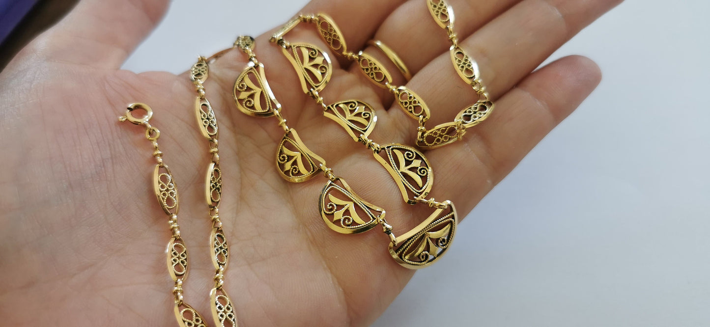 18K Edwardian Drapery Necklace 1900 Antique Drapery Necklace Antique French Gold Filigree Chain gift for her Gold Necklace