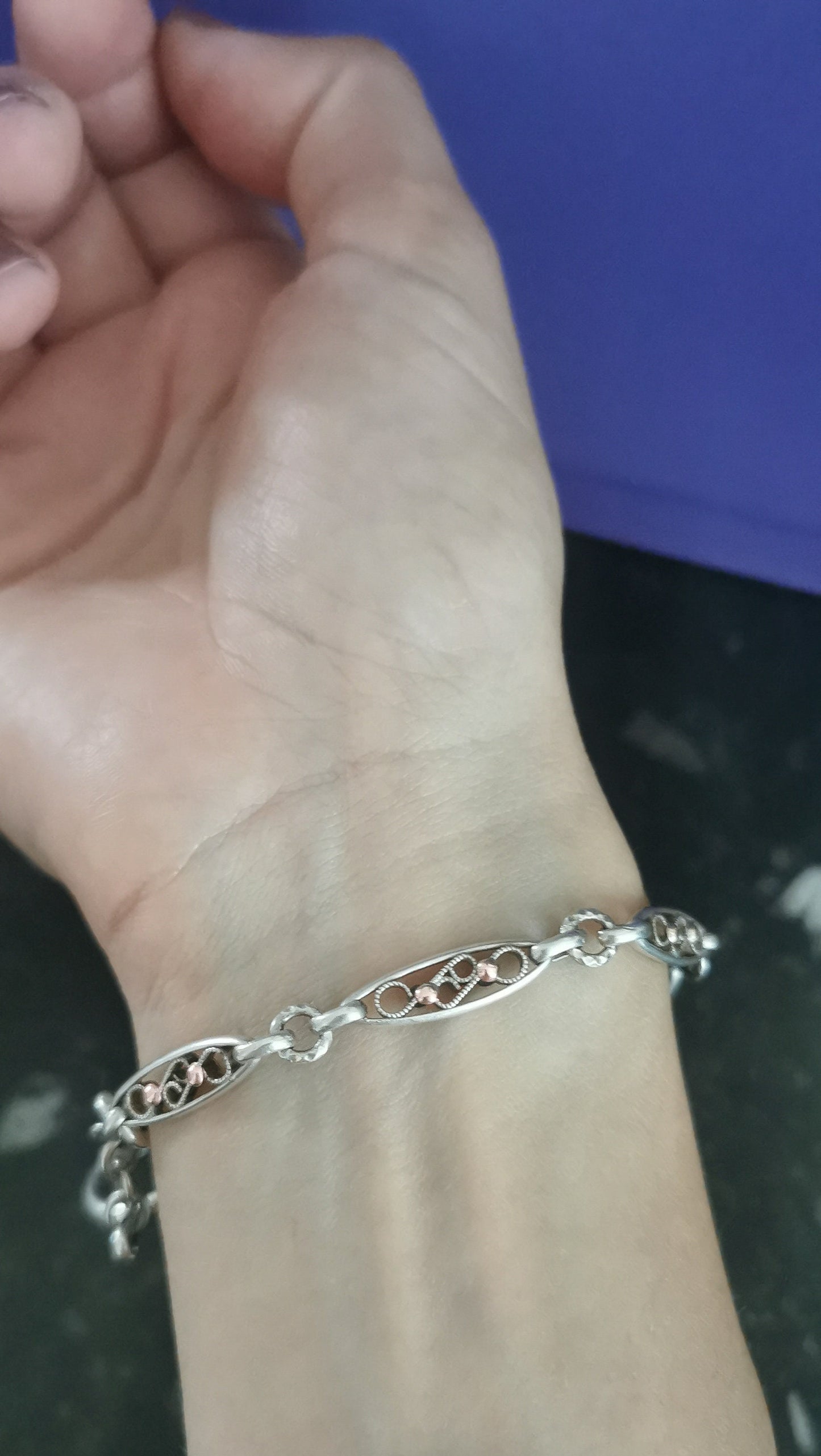 1890s Antique silver Watch chain Vermeil filigree chain Art nouveau Bracelet gift for her Antique Bracelet gift for wife