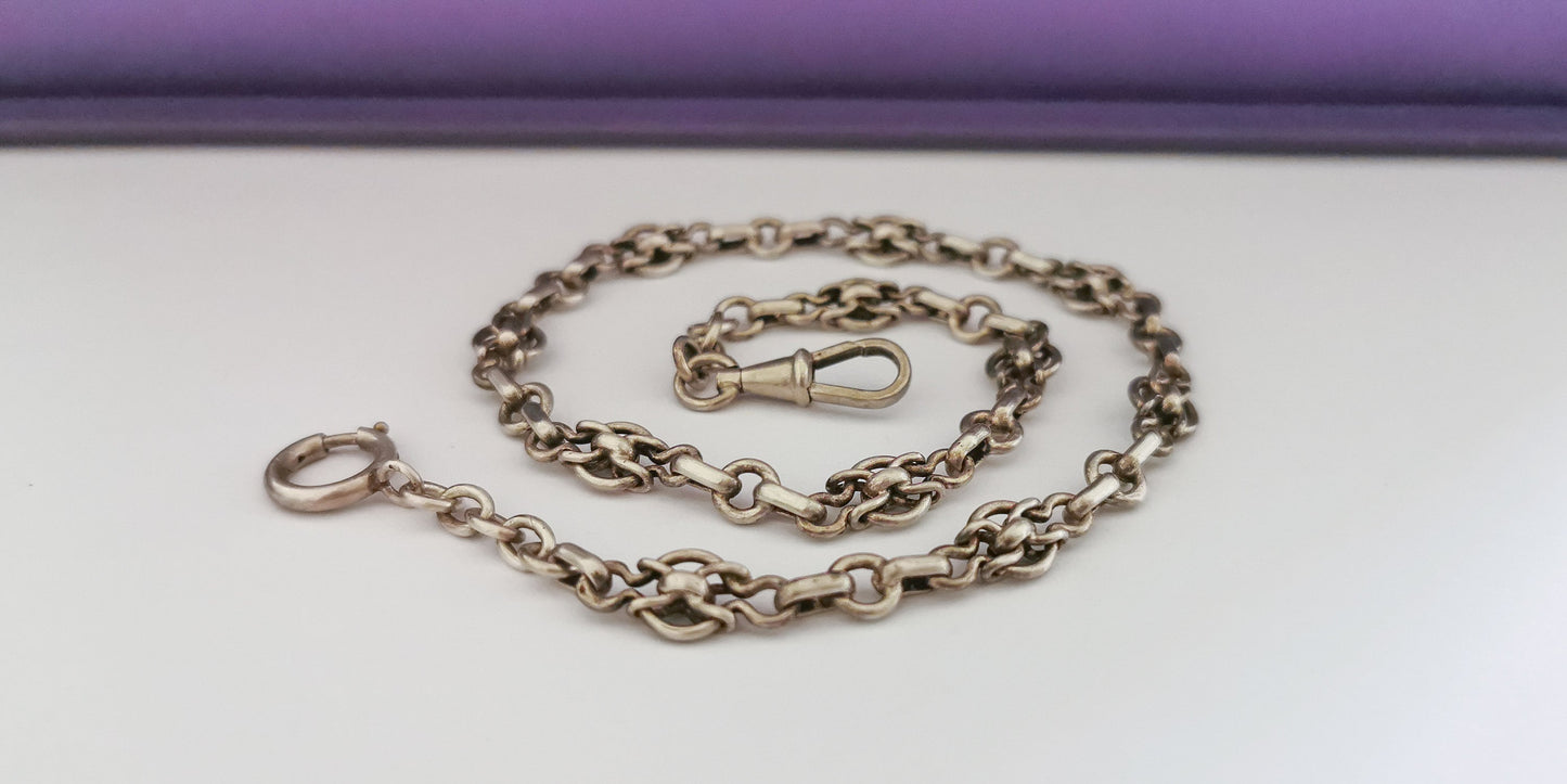 1890s Antique French Victorian choker Chain Antique Silver Necklace Antique french chain Antique watch chain gift for Her