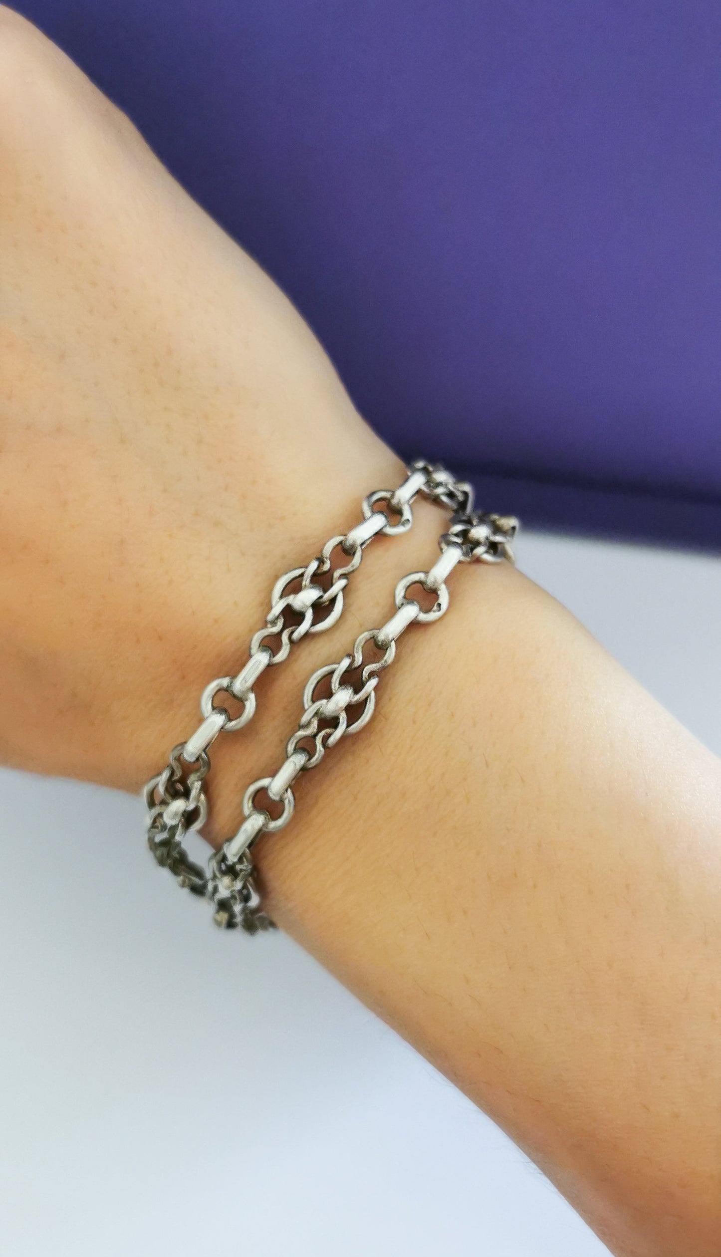 1890s Antique French Victorian choker Chain Antique Silver Necklace Antique french chain Antique watch chain gift for Her