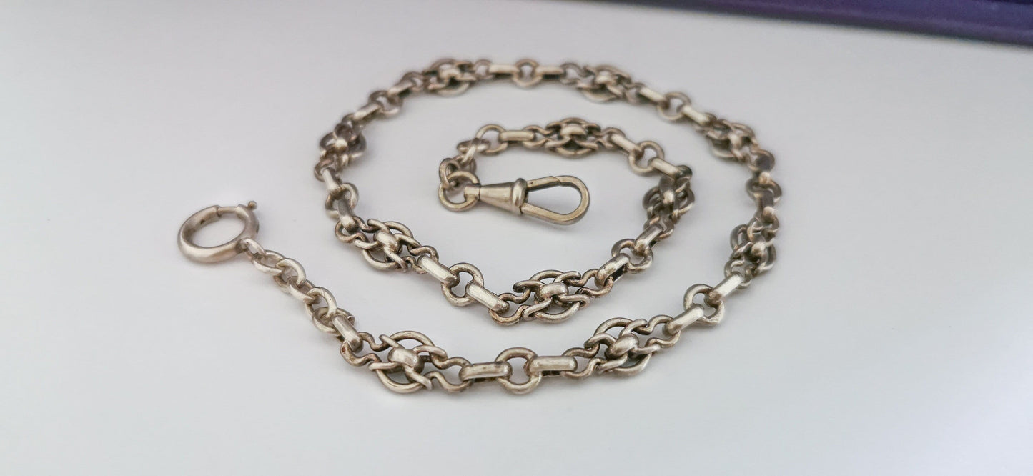 1890s Antique French Victorian choker Chain Antique Silver Necklace Antique french chain Antique watch chain gift for Her
