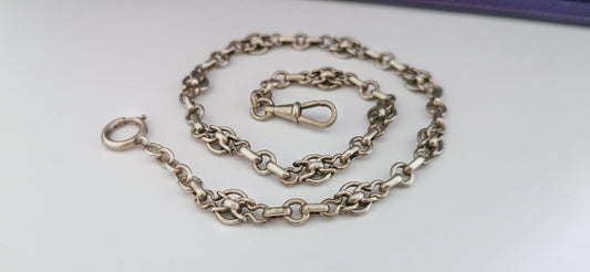1890s Antique French Victorian choker Chain Antique Silver Necklace Antique french chain Antique watch chain gift for Her