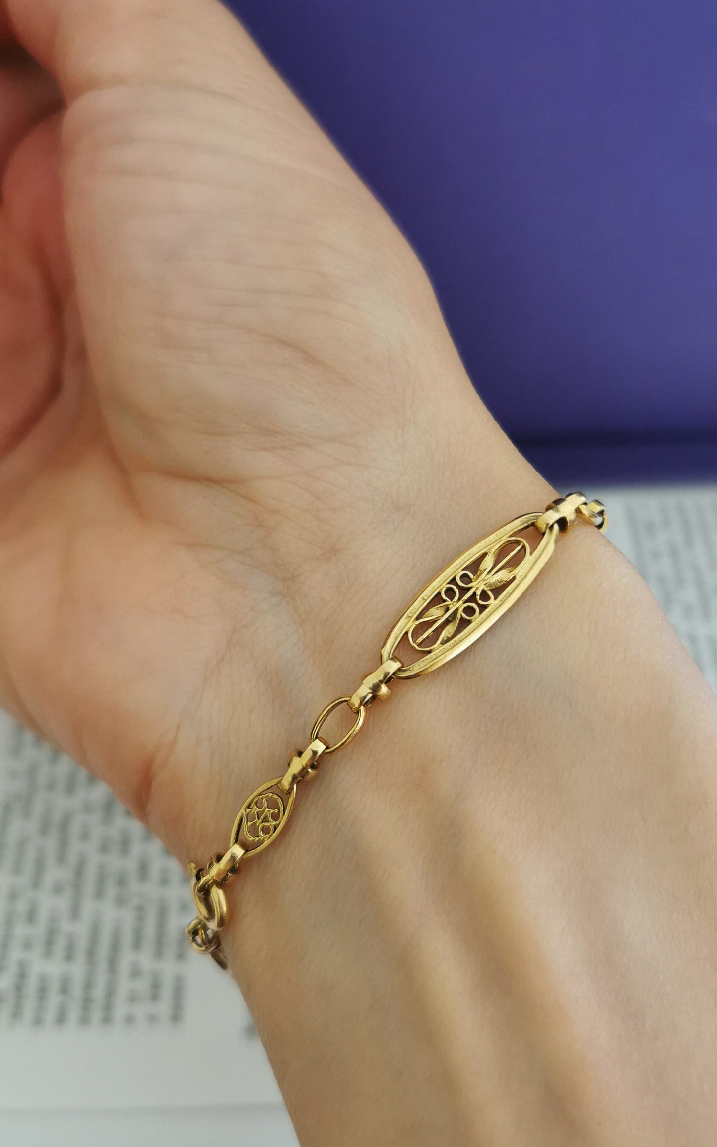 18K Antique Bracelet 18K gold bracelet Edwardian Filigree bracelet Antique bracelet gift for wife 18K bracelet