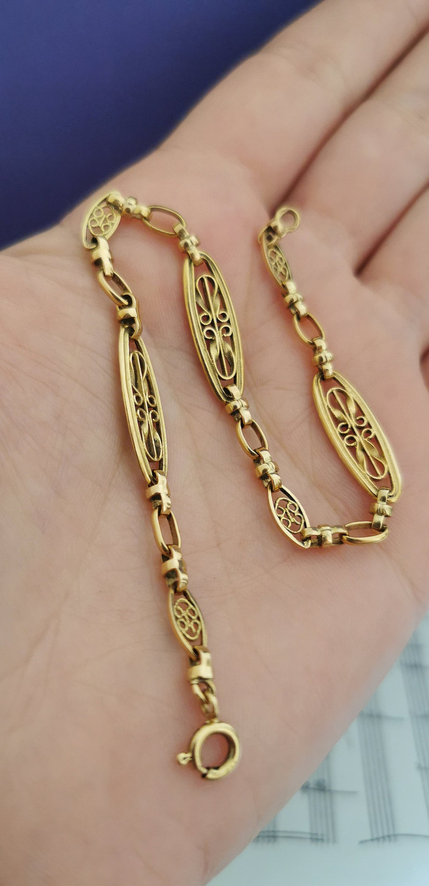 18K Antique Bracelet 18K gold bracelet Edwardian Filigree bracelet Antique bracelet gift for wife 18K bracelet