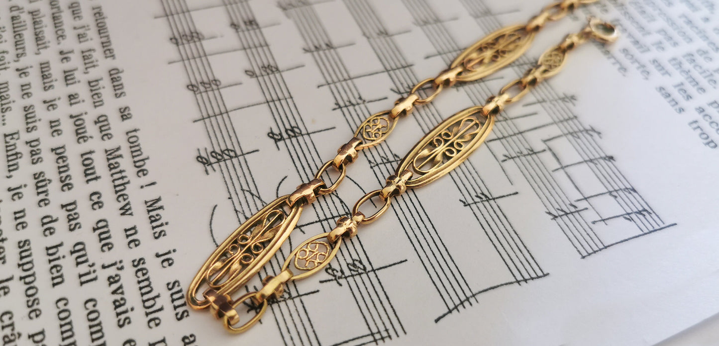 18K Antique Bracelet 18K gold bracelet Edwardian Filigree bracelet Antique bracelet gift for wife 18K bracelet