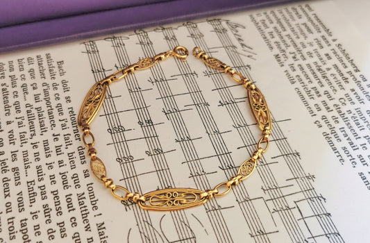 18K Antique Bracelet 18K gold bracelet Edwardian Filigree bracelet Antique bracelet gift for wife 18K bracelet