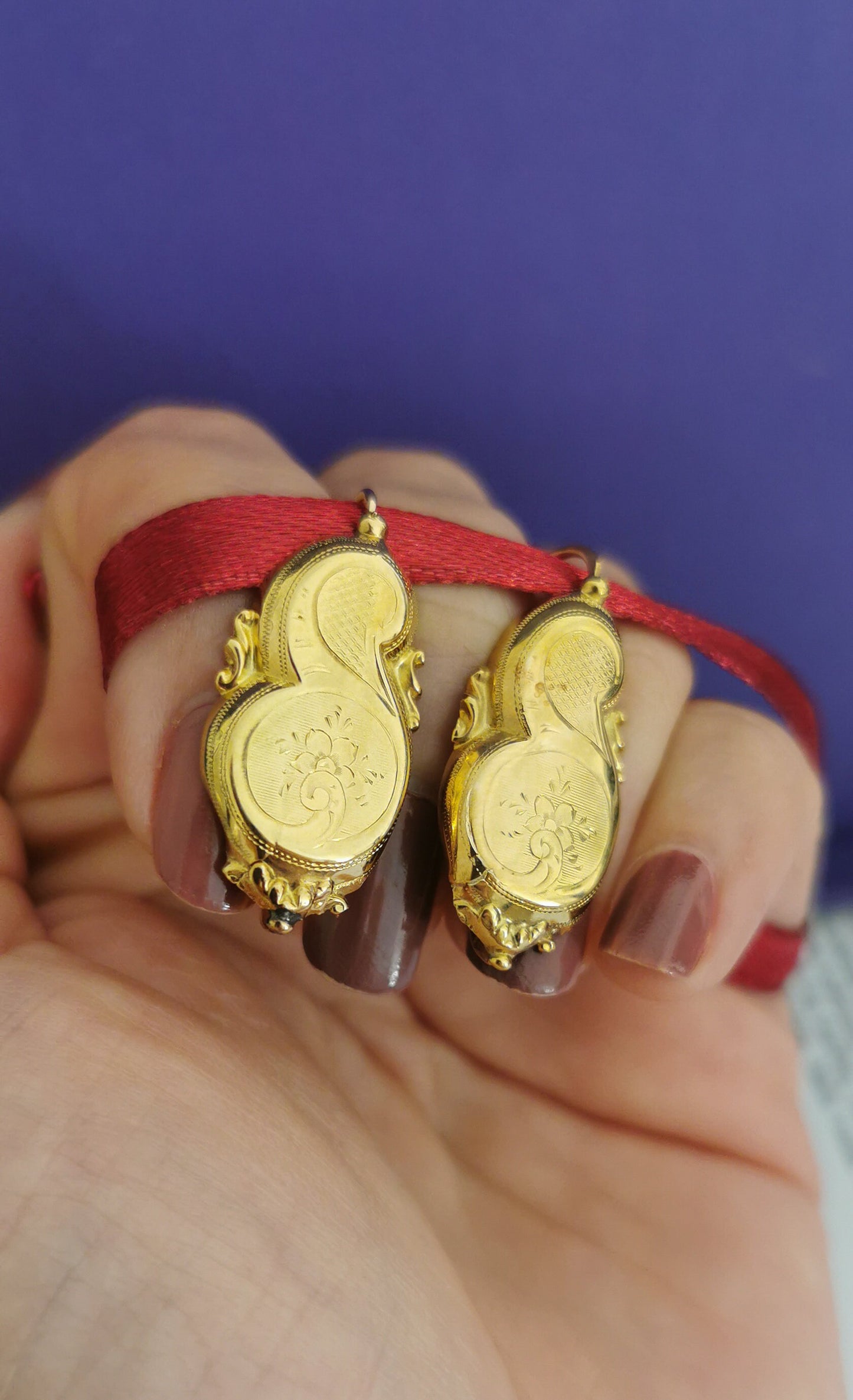 18K Gold Antique Earrings Gold Art Nouveau Earrings  18K Gold Earrings gift for her gold earrings Vintage earrings