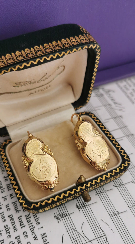 18K Gold Antique Earrings Gold Art Nouveau Earrings  18K Gold Earrings gift for her gold earrings Vintage earrings