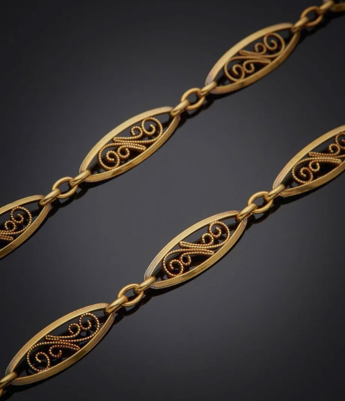 18K 1900s Antique filigree chain Antique Filigree Necklace Art Nouveau Gold Filigree Necklace 1890 - 1900 Gold Chain gift for wife