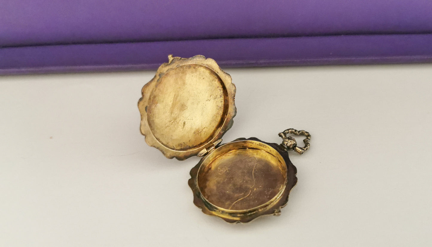 Late Victorian Guilloche Locket  Antique French locket c. 1900 Silver Locket Antique locket Vintage pendant gift for her