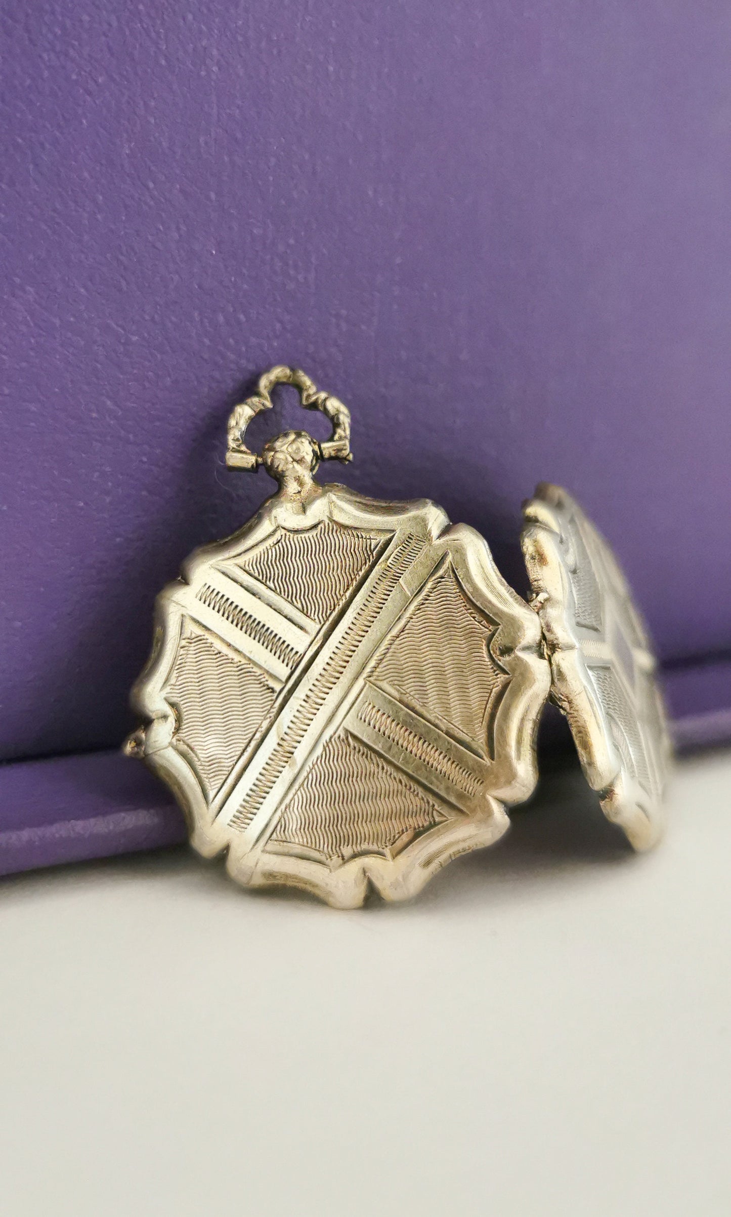 Late Victorian Guilloche Locket  Antique French locket c. 1900 Silver Locket Antique locket Vintage pendant gift for her