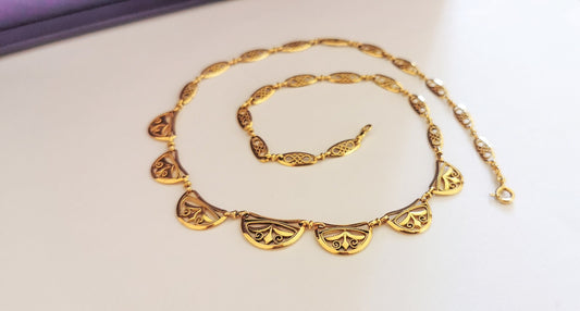 18K Edwardian Drapery Necklace 1900 Antique Drapery Necklace Antique French Gold Filigree Chain gift for her Gold Necklace
