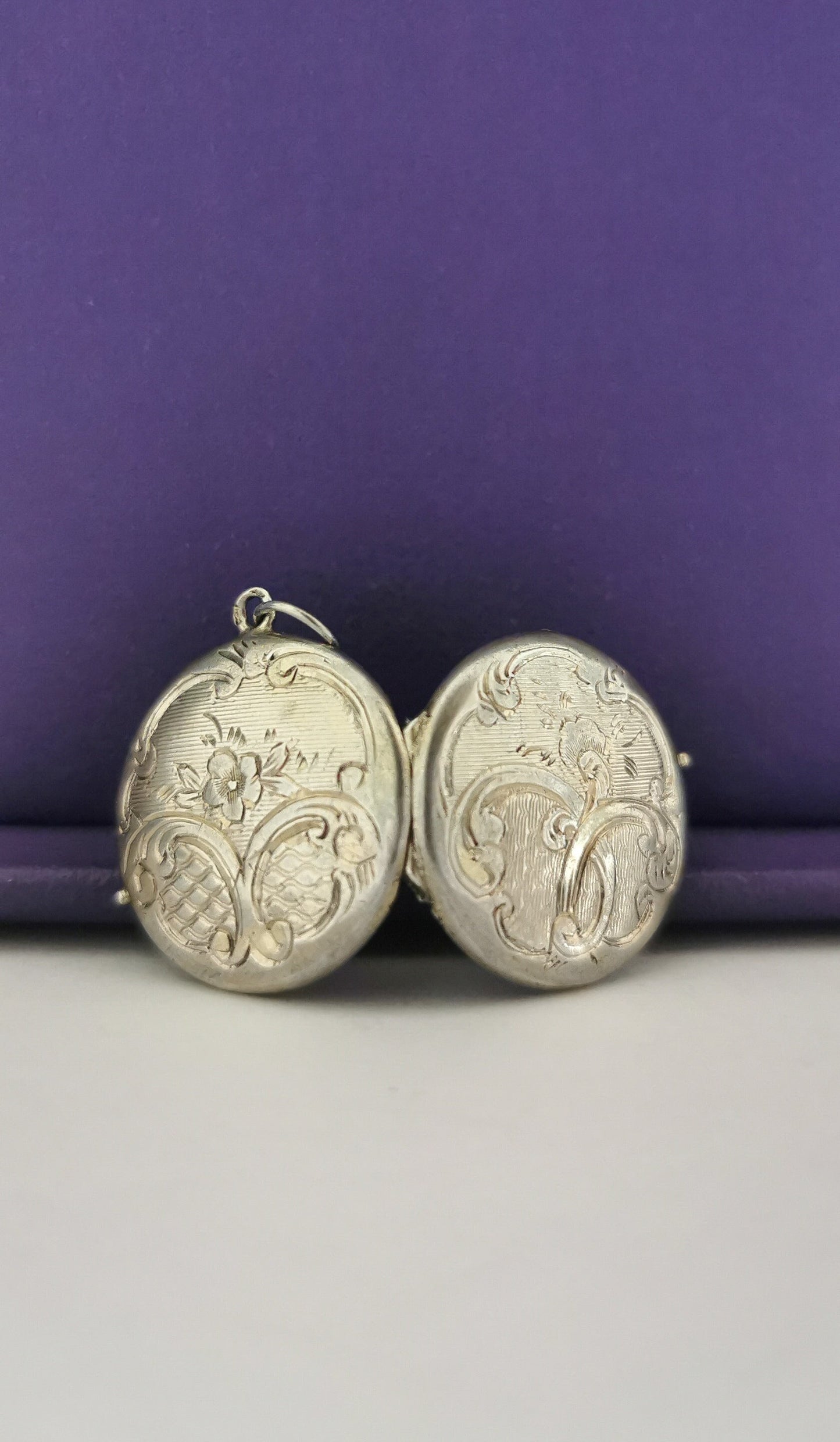 1890s Antique Locket Art Nouveau Silver Photo Holder Locket Gift for Her