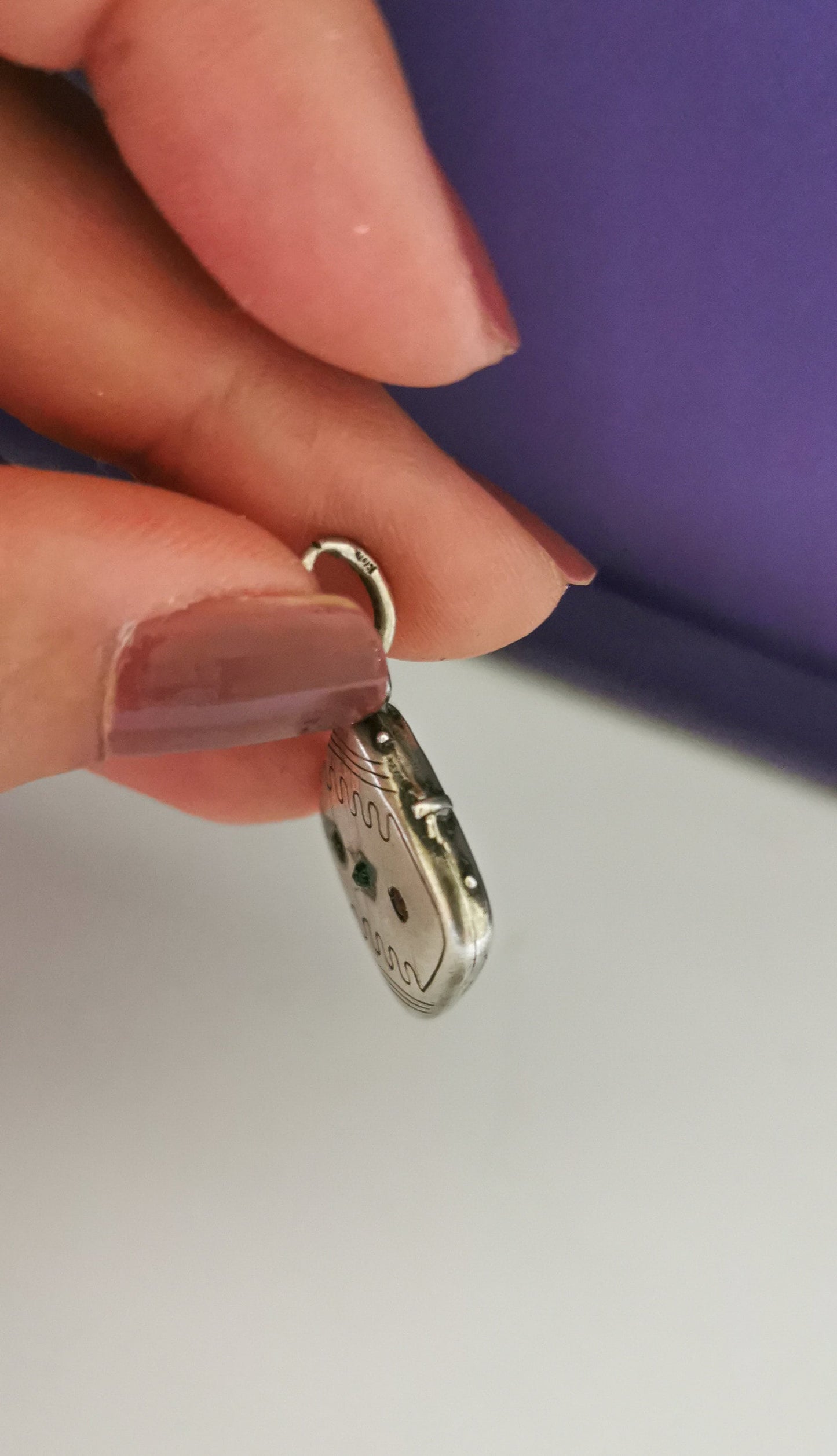 Antique French Art deco silver locket pendant with engraved frame gift for her Antique Photo holder