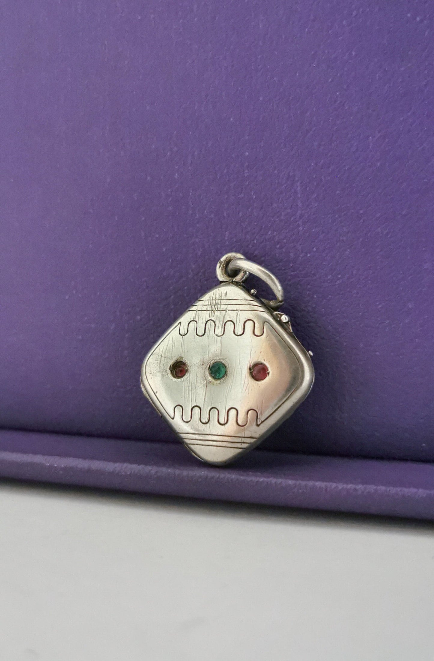 Antique French Art deco silver locket pendant with engraved frame gift for her Antique Photo holder