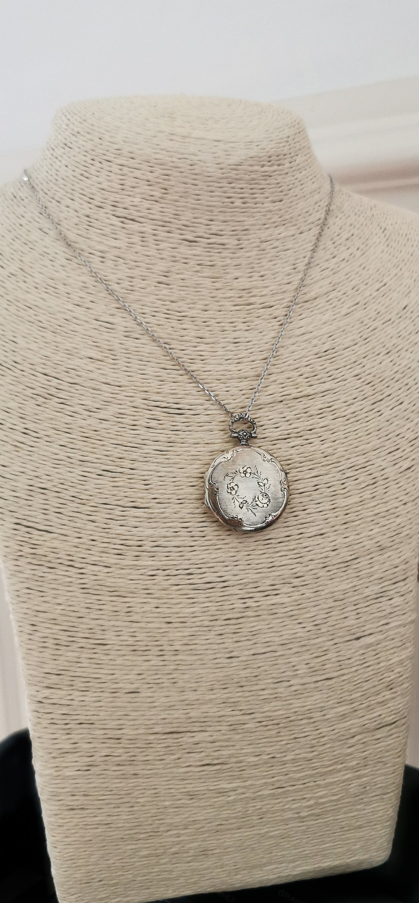 1890s Antique Locket with glass Partition Art Nouveau Silver Photo Holder Locket Gift for Her Silver Locket