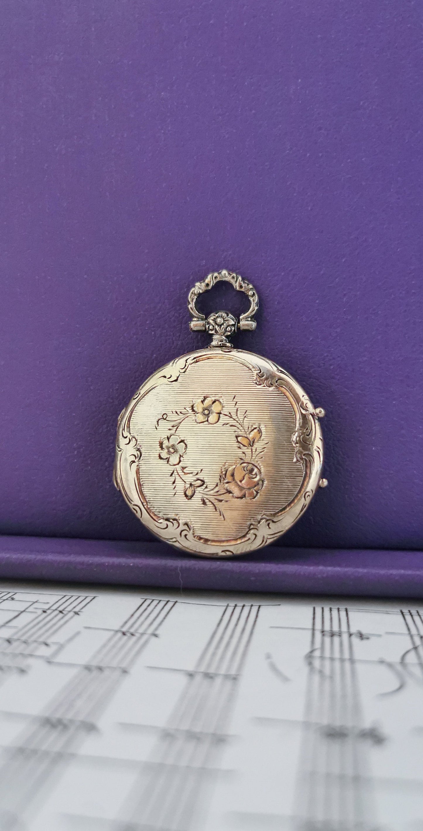 1890s Antique Locket with glass Partition Art Nouveau Silver Photo Holder Locket Gift for Her Silver Locket