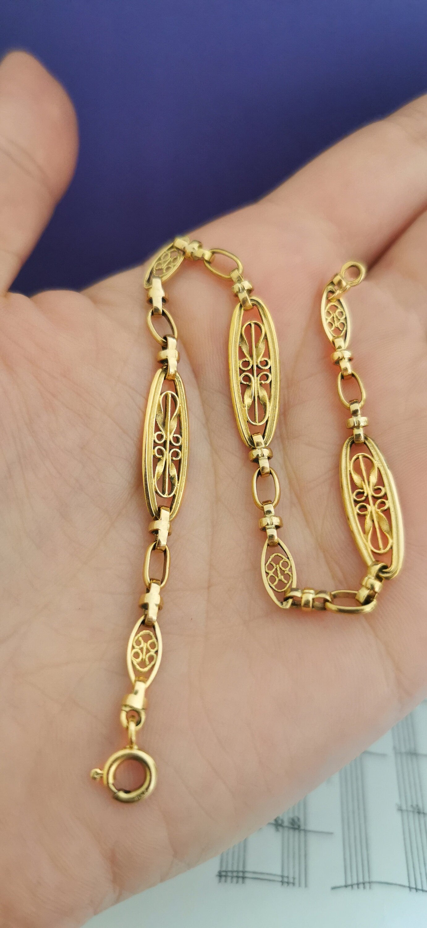 18K Antique Bracelet 18K gold bracelet Edwardian Filigree bracelet Antique bracelet gift for wife 18K bracelet