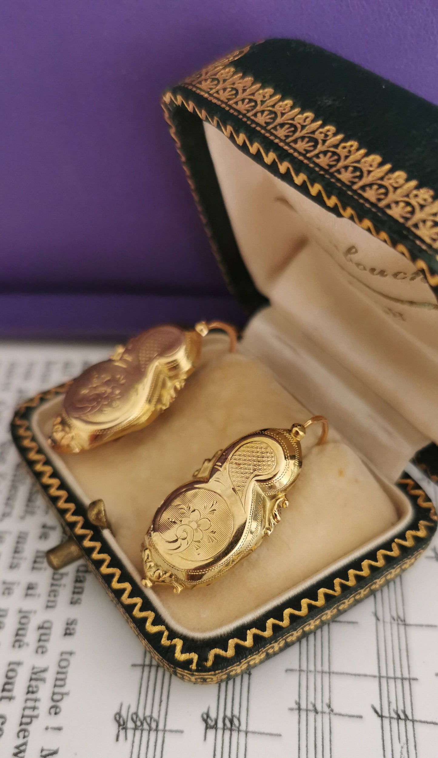 18K Gold Antique Earrings Gold Art Nouveau Earrings  18K Gold Earrings gift for her gold earrings Vintage earrings