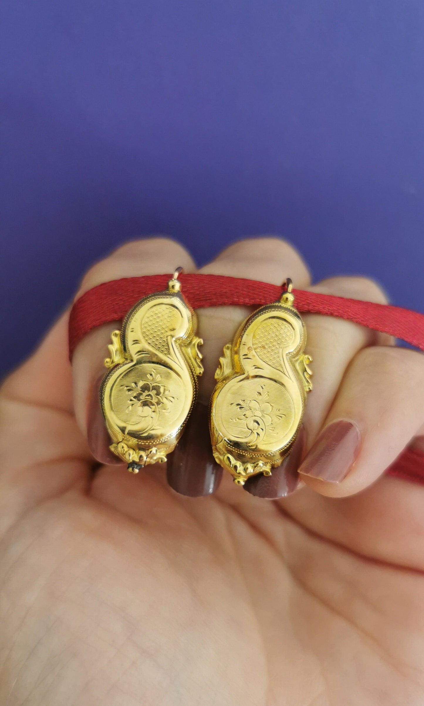 18K Gold Antique Earrings Gold Art Nouveau Earrings  18K Gold Earrings gift for her gold earrings Vintage earrings