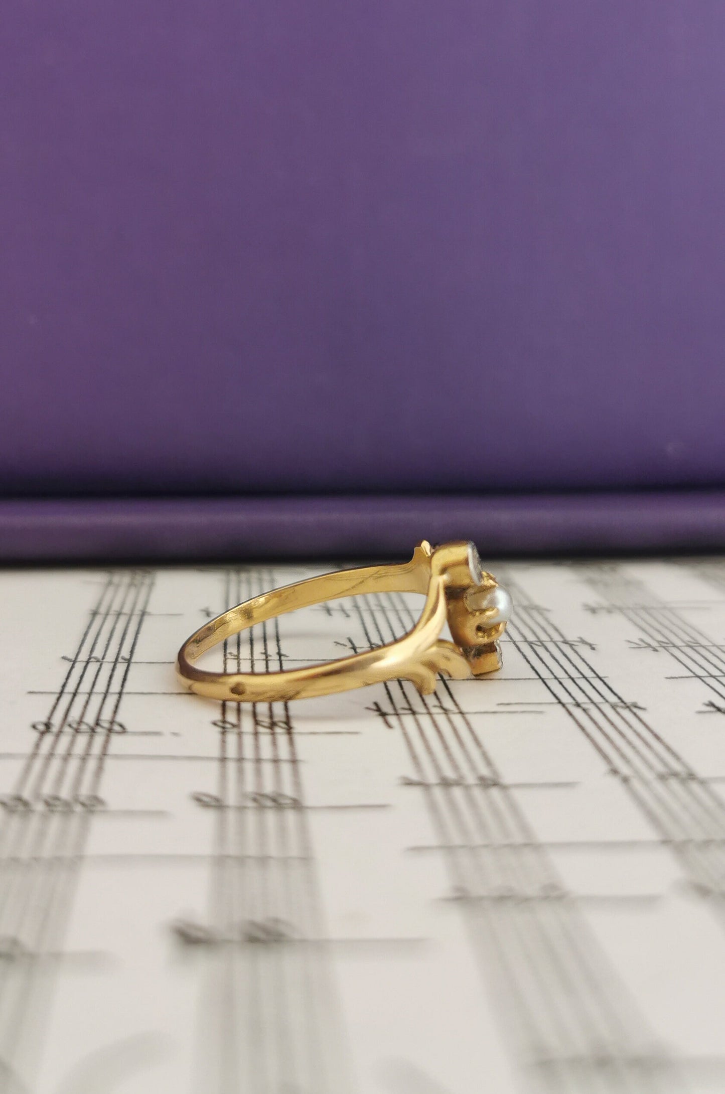 18K Antique Diamond and Pearl Ring Art Nouveau Ring  1900 18K Gold ring Antique Pearl Ring Antique ring gift for her Ring for wife