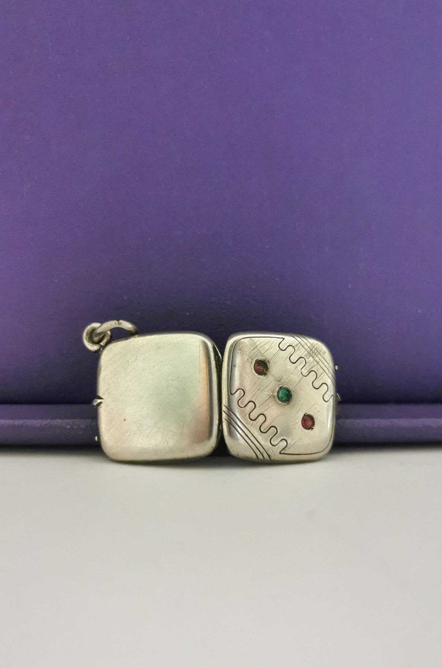 Antique French Art deco silver locket pendant with engraved frame gift for her Antique Photo holder