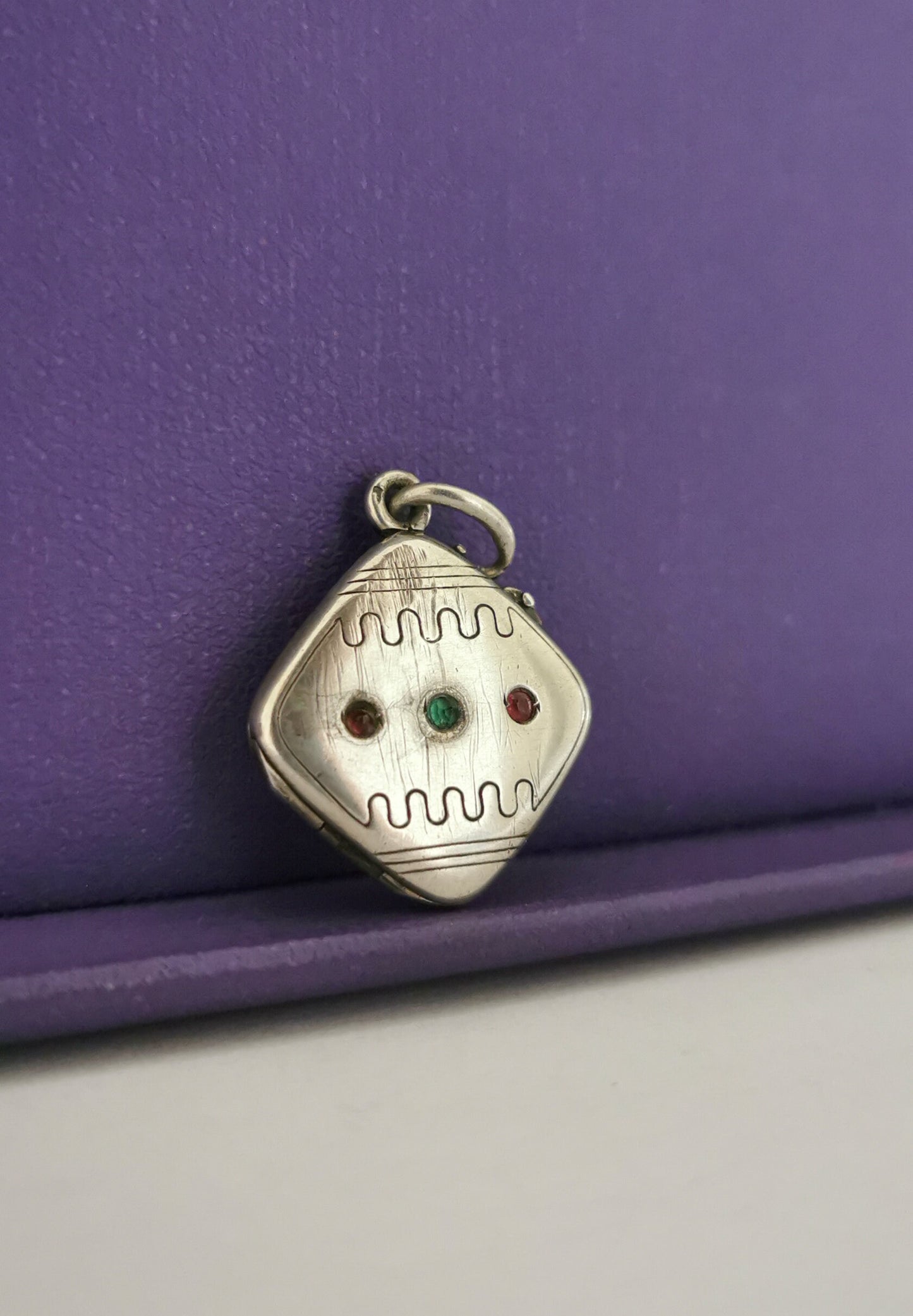 Antique French Art deco silver locket pendant with engraved frame gift for her Antique Photo holder